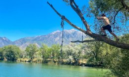 Rope Swinging at Burraston Ponds near Mona Utah